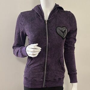 Vintage Y2K Born Famous Couture Pop Punk Mall Goth Emo Hoodie w Zipper Heart